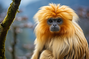 滇金丝猴森林一级保护动物摄影图