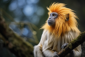 滇金丝猴一级保护动物高清摄影图