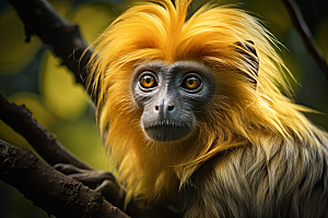滇金丝猴一级保护动物高清摄影图