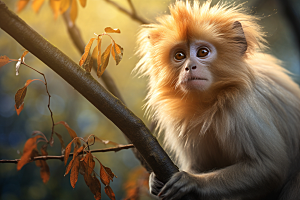 滇金丝猴生态一级保护动物摄影图