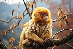 滇金丝猴生态森林摄影图