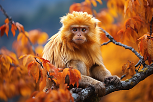 滇金丝猴自然一级保护动物摄影图