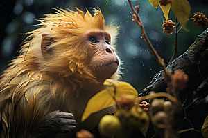 滇金丝猴森林灵长类摄影图