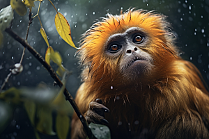 滇金丝猴生态森林摄影图