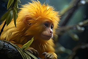 滇金丝猴森林一级保护动物摄影图