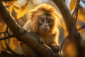 滇金丝猴一级保护动物森林摄影图