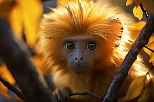 滇金丝猴一级保护动物灵长类摄影图