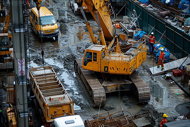 建筑工地吊车建设吊装素材