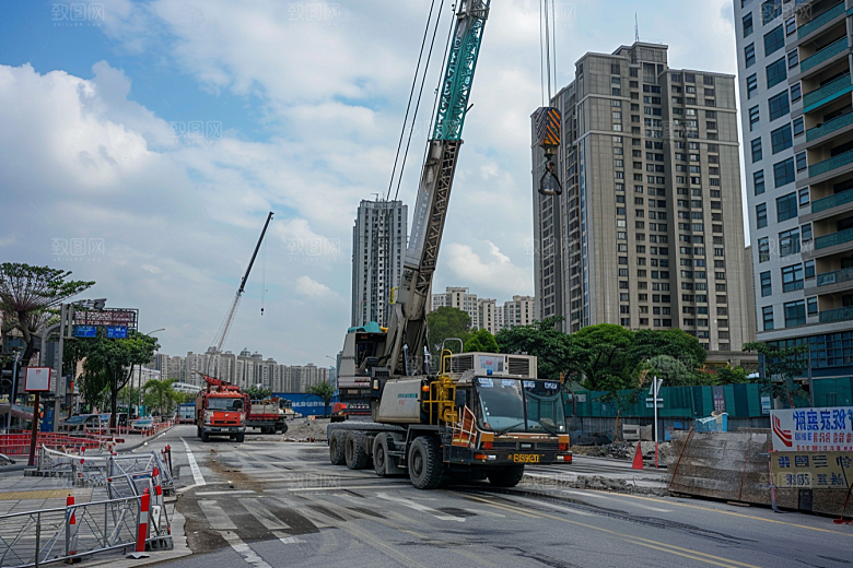 建筑工地吊车工程车建设素材