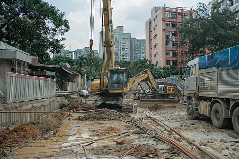 建筑工地吊车建设高清素材