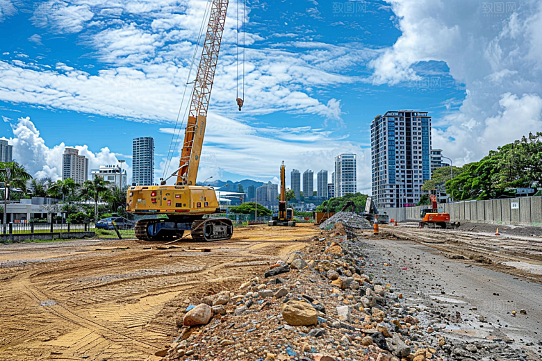 建筑工地吊车建设建造素材