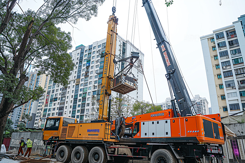 建筑工地吊车高清施工素材