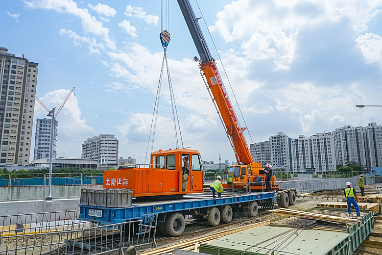 建筑工地吊车建造建设素材