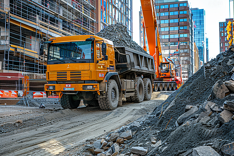 建筑工地吊车建造施工素材
