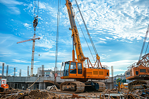 建筑工地吊车建设高清素材