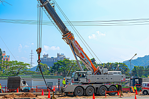 建筑工地吊车建造施工素材