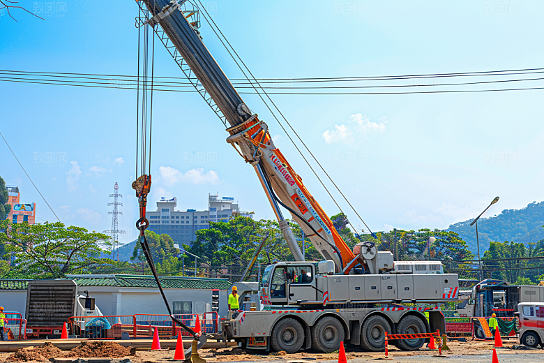 建筑工地吊车建造施工素材