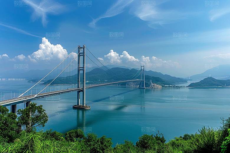 吊桥风光户外摄影图