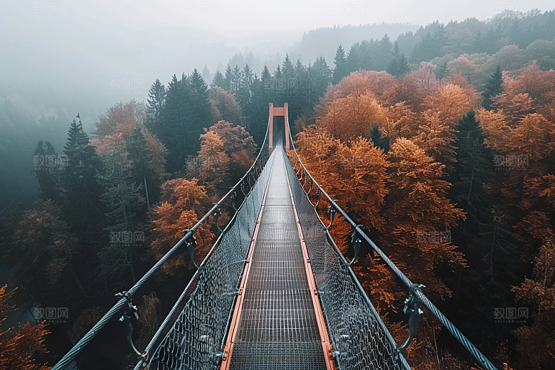 吊桥自然旅游摄影图