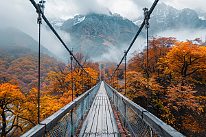 吊桥旅游山谷摄影图