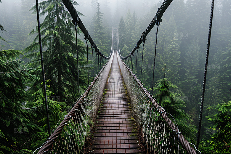 吊桥旅游美景摄影图