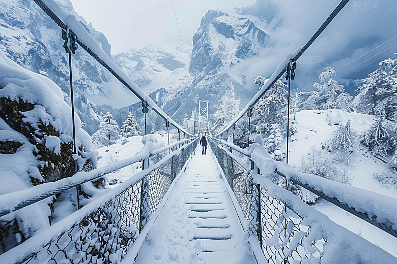 吊桥景色高清摄影图