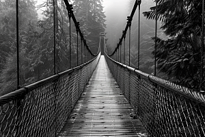 吊桥山谷高清摄影图