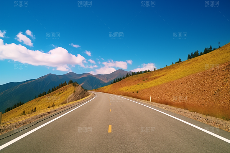 公路向天际线延伸户外旅游摄影图