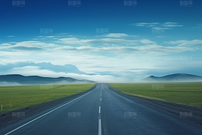 公路向天际线延伸天空旅游摄影图
