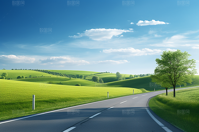 公路向天际线延伸户外广阔摄影图