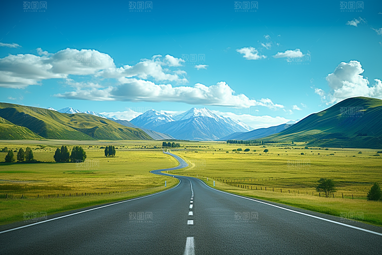 公路向天际线延伸旅游地平线摄影图