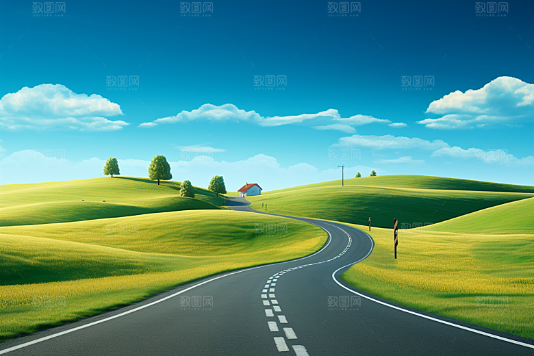 公路向天际线延伸旅游广阔摄影图