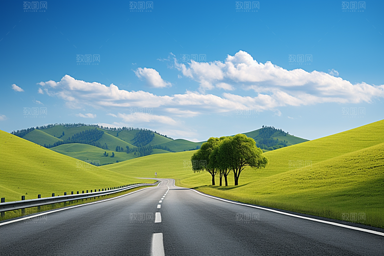 公路向天际线延伸道路平原摄影图