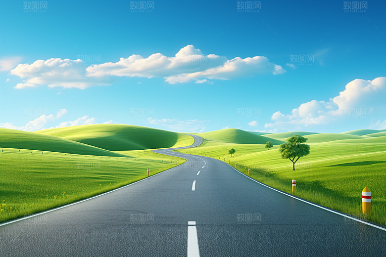 公路向天际线延伸旷野地平线摄影图