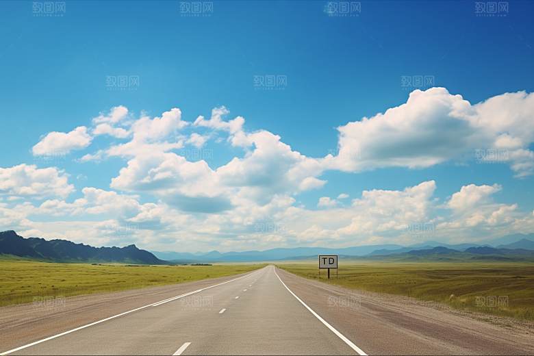 公路向天际线延伸开阔旅游摄影图