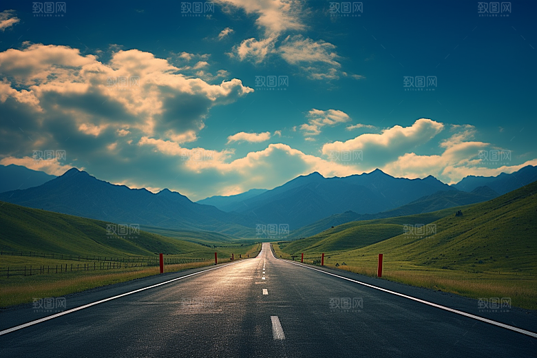 公路向天际线延伸高清旅游摄影图