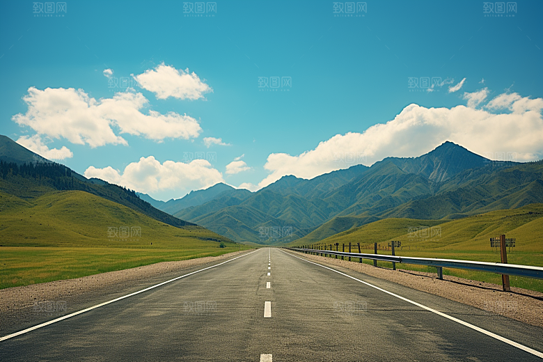 公路向天际线延伸自驾游天空摄影图