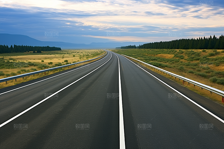 公路向天际线延伸天空道路摄影图