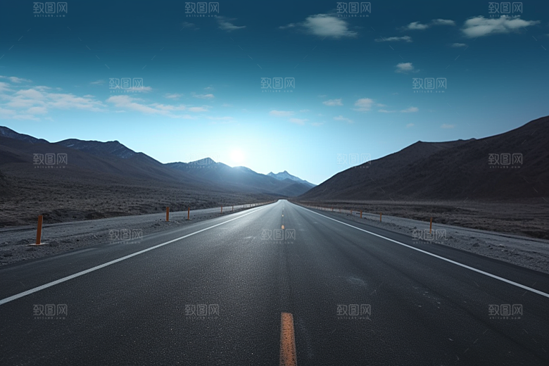 公路向天际线延伸户外开阔摄影图