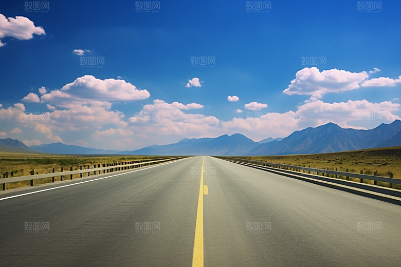 公路向天际线延伸西部地平线摄影图