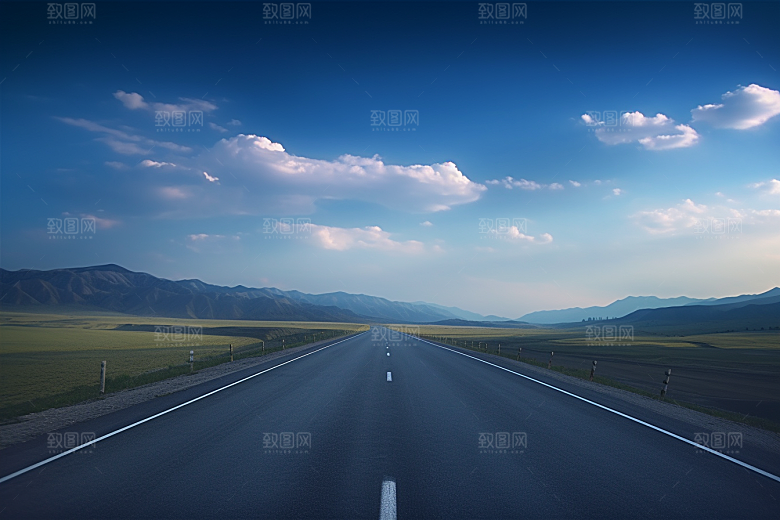 公路向天际线延伸天空高清摄影图