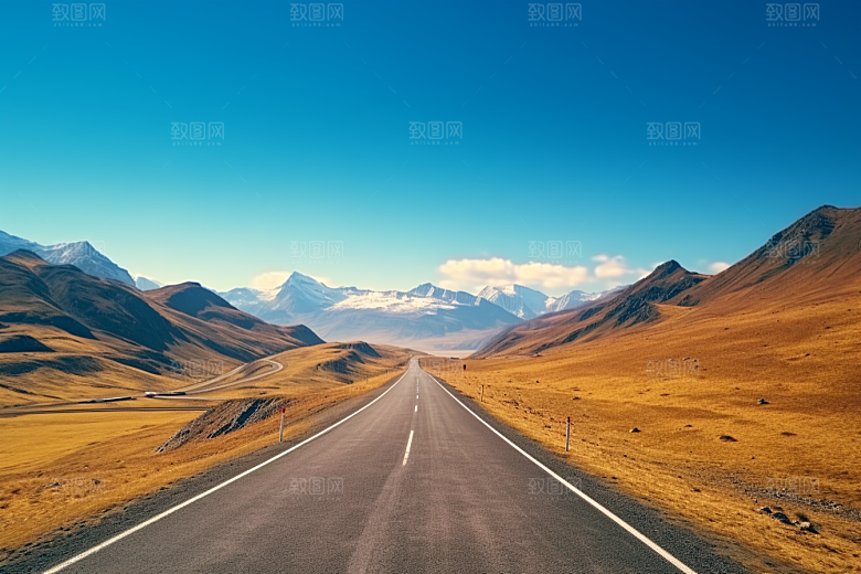 公路向天际线延伸地平线道路摄影图
