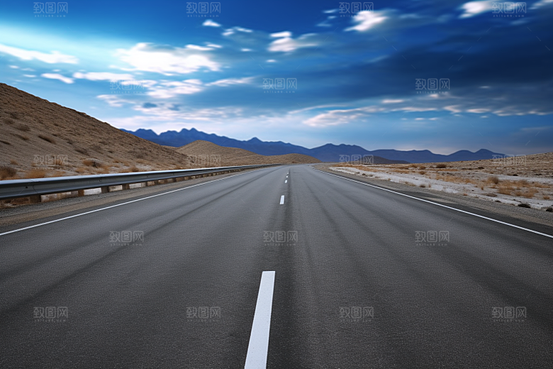 公路向天际线延伸旷野高清摄影图