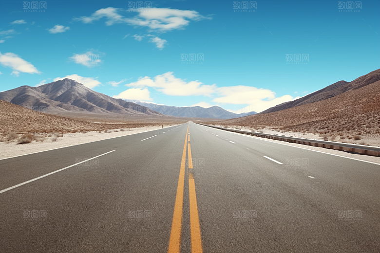 公路向天际线延伸高清西部摄影图