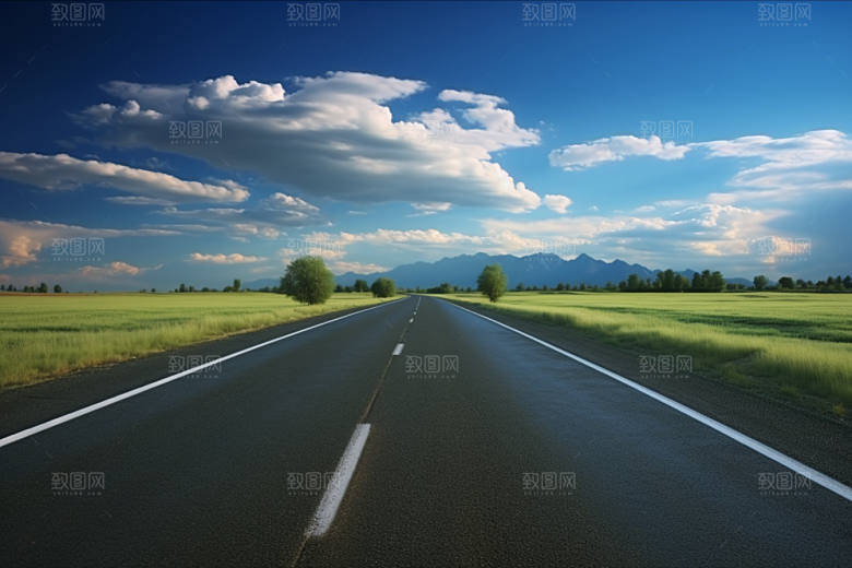 公路向天际线延伸户外高清摄影图