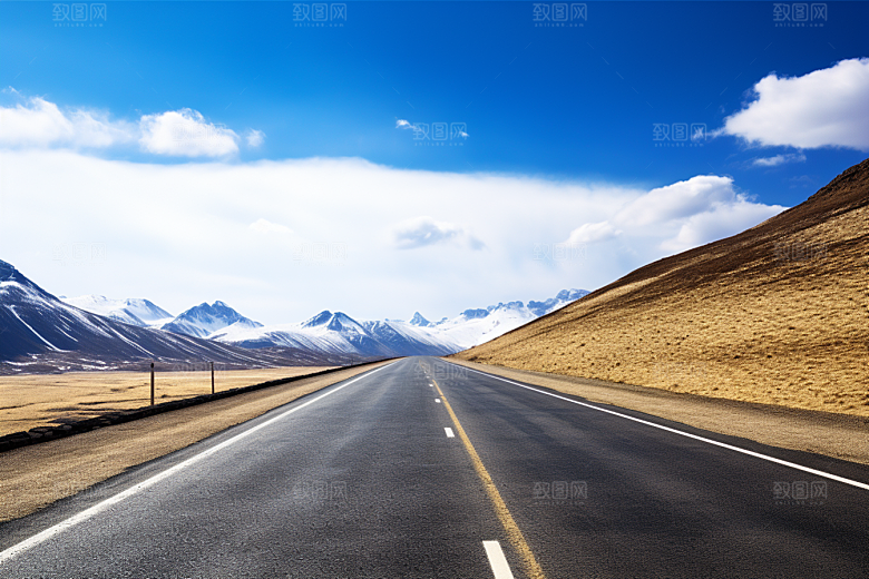 公路向天际线延伸西部旅游摄影图
