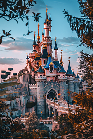 迪士尼乐园城堡浪漫高清摄影图