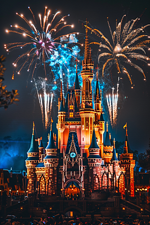 迪士尼乐园城堡唯美童话摄影图