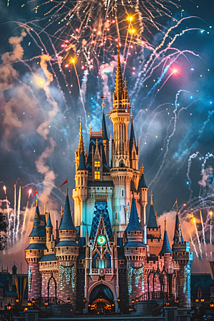 迪士尼乐园城堡童话游乐园摄影图