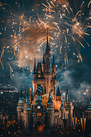 迪士尼乐园城堡童话唯美摄影图